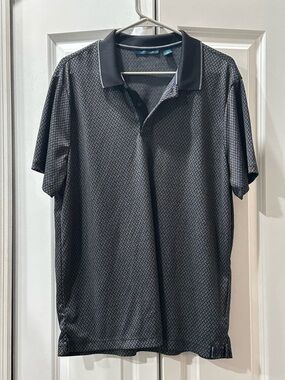 Perry Ellis Men's Black Patterned Polo Shirt